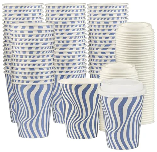 Exclusive Disposable Coffee Cups with Lids 100 Count Refined