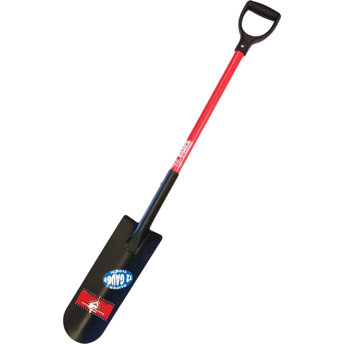 Recyclable Bully Tools 12-Gauge 32 In. Fiberglass D-Handle Round Point Drain Spade Contemporary