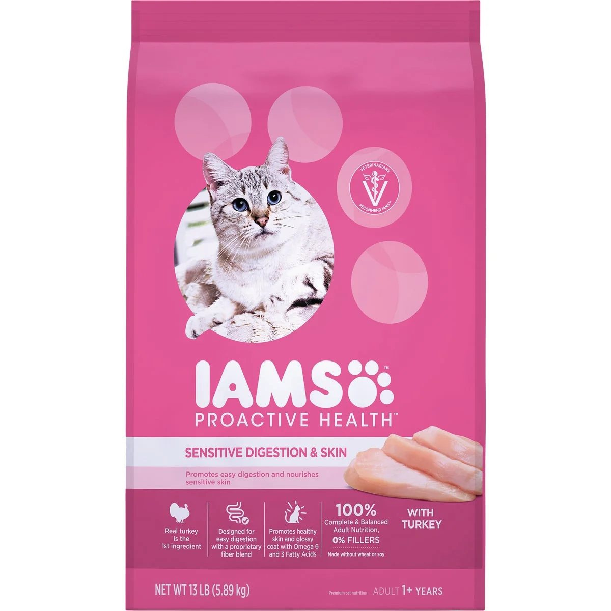 User-Friendly Iams Proactive Health Sensitive Digestion Skin Formula 13 Lb. Turkey Flavor Adult Dry Cat Food Fashionable