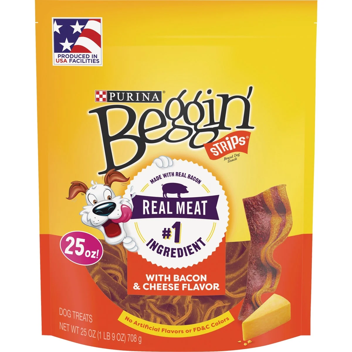 Lightweight Purina Beggin' Strips Bacon Cheese Flavor Chewy Dog Treat 25 Oz. High-Quality