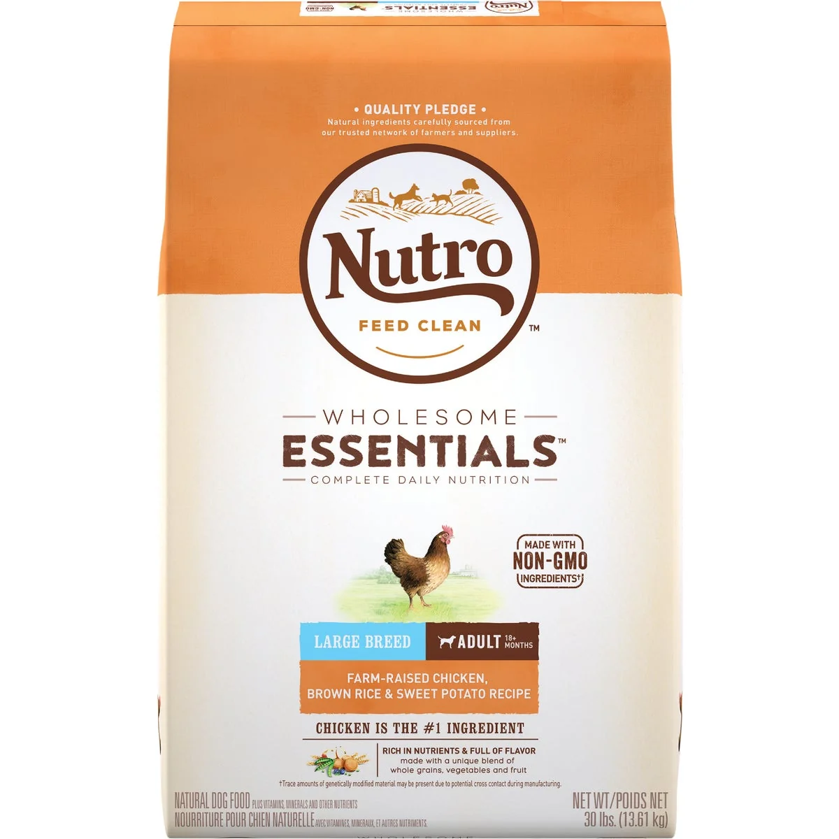 First-Class Nutro Wholesome Essentials 30 Lb. Chicken Brown Rice Sweet Potato Large Breed Adult Dry Dog Food Original Design