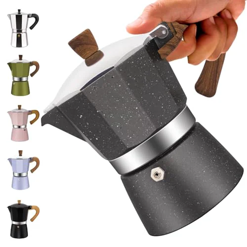 Clean 6 Cup Aluminum Moka Pot Classic Stovetop Espresso Coffee Maker 300ml 10oz Coffeemaker Percolator Mocha Pot Greca Coffee Maker Cafe Makers for Italian and Cuban Café Brewing Gray Carefully Designed