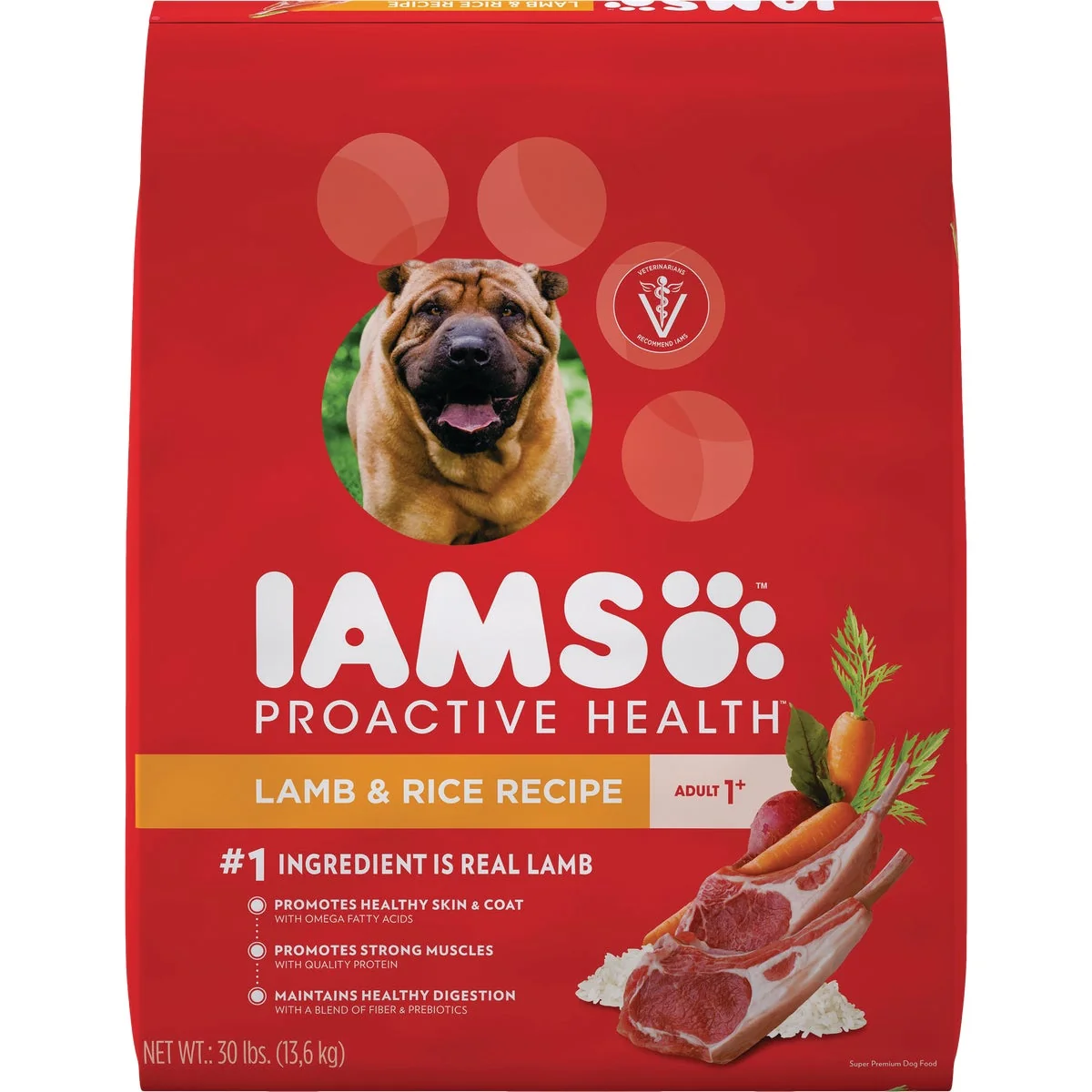 Detailed IAMS Proactive Health Lamb Meal Rice Formula 30 Lb. Adult Dry Dog Food Solid