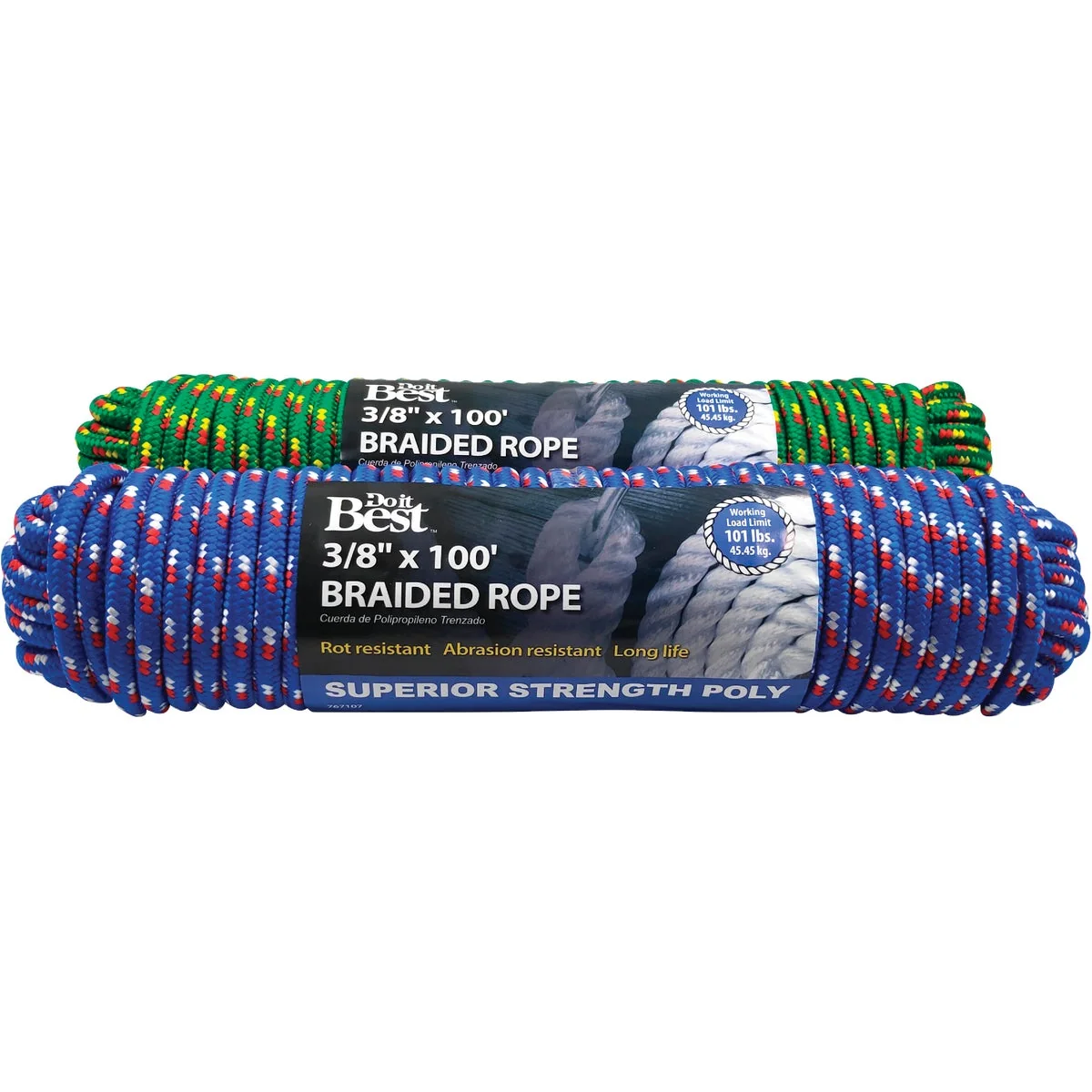 Enhanced Do it 3 8 In. x 100 Ft. Assorted Colors Double Braided Polypropylene Packaged Rope High-Grade