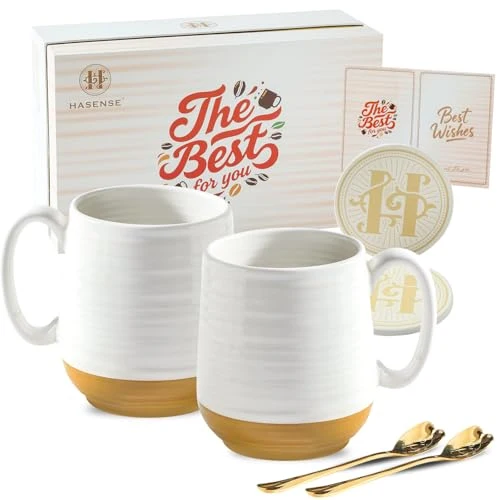 Specialty Ceramic Couple Coffee Mug Gift Set 2 Count Green