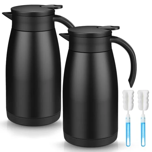 High-Performance 2 Pcs Thermal Coffee Carafe Insulated Stainless Steel Coffee Carafe for Hot Liquid Vacuum Thermal Pot Creamer Pitcher Dispenser with Brushes Keeping Hot Water Milk 2 Count Efficient