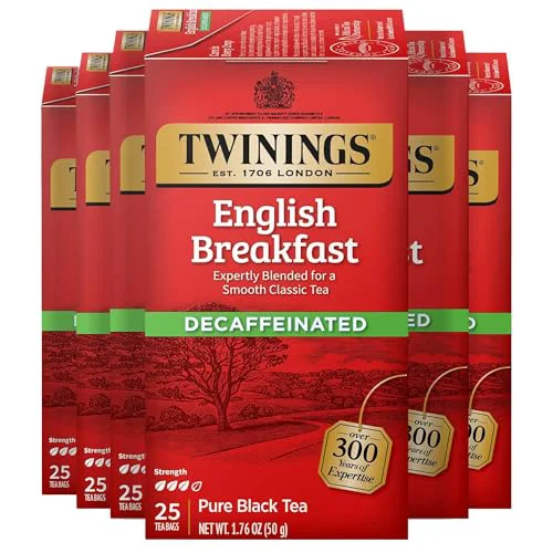 Luxury Decaffeinated English Breakfast Black Tea Bags 25 CT Box 150 Count Reliable
