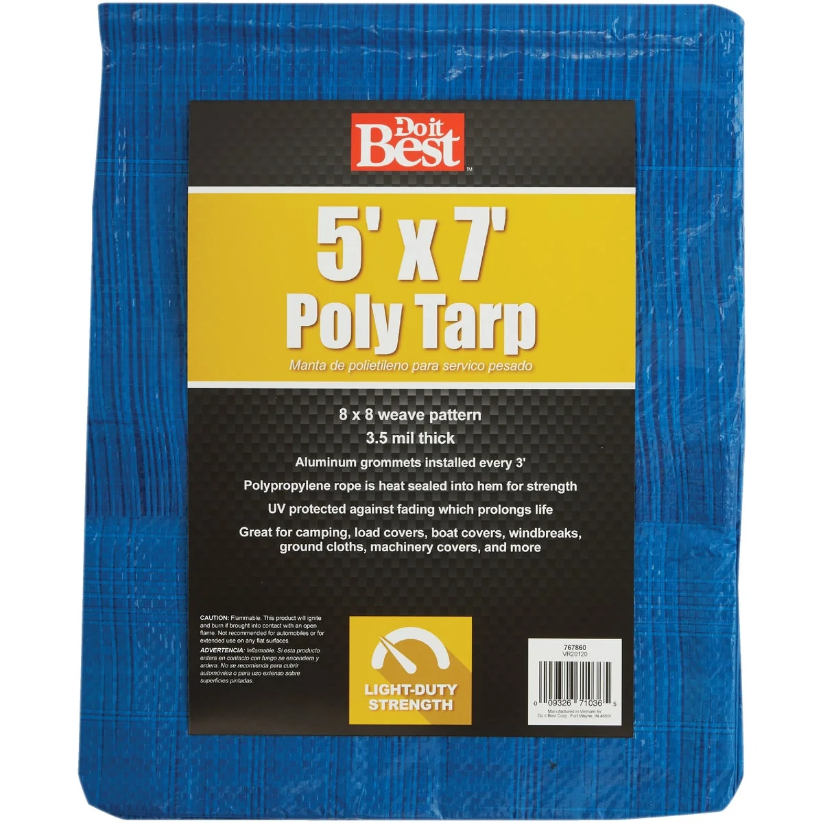 Pure Do it Blue Woven 5 Ft. x 7 Ft. General Purpose Tarp Expertly Made