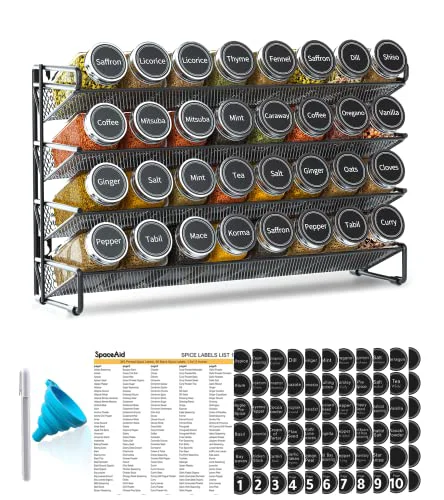Convenient Spice Rack Organizer with 32 Spice Jars 32 Count Recyclable