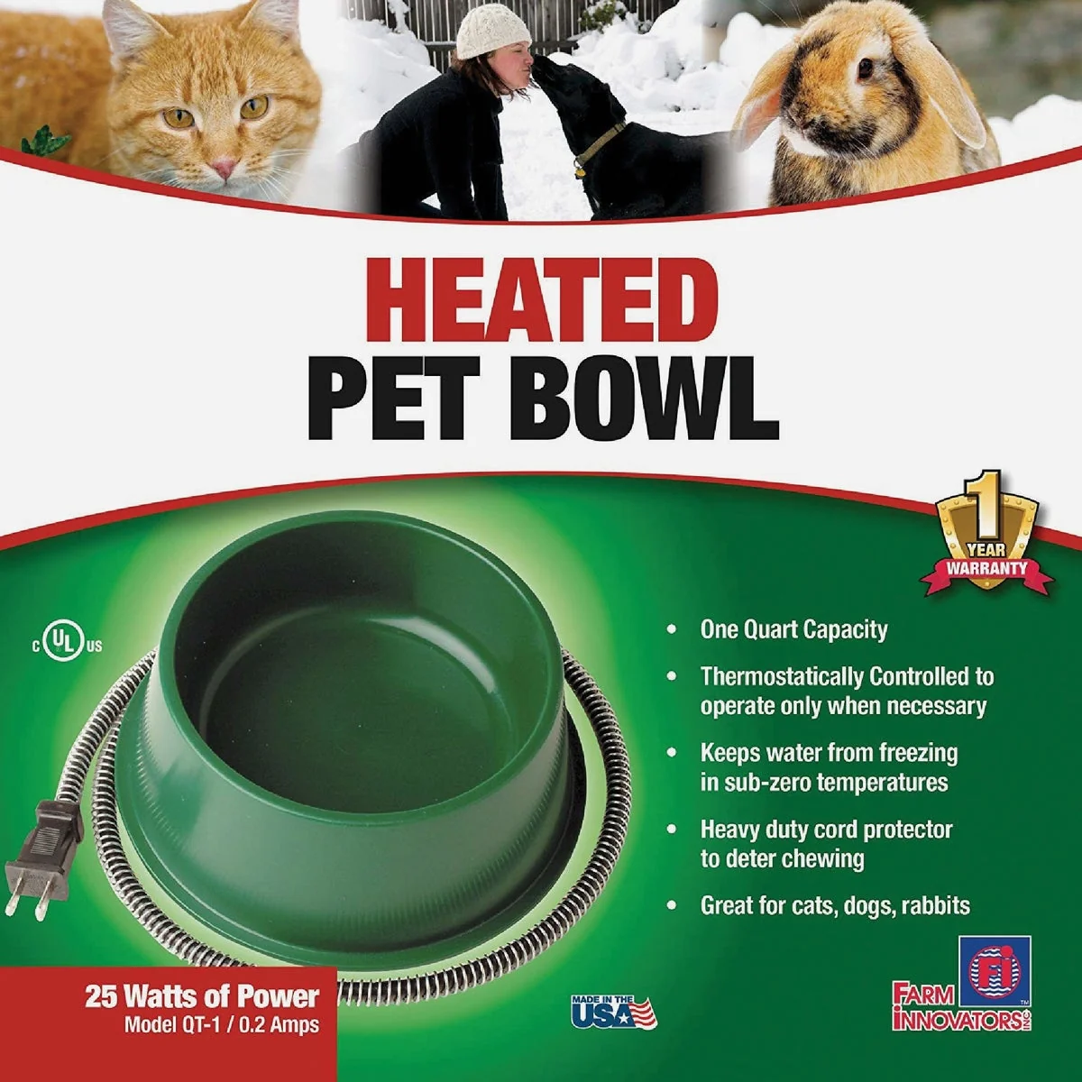 Natural Farm Innovators 1 Qt. Plastic Heated Pet Bowl Excellent