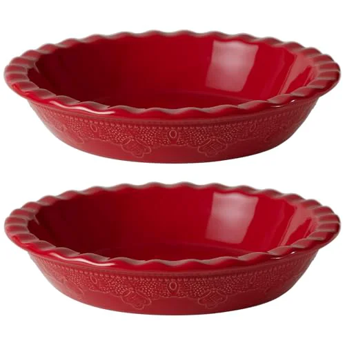 Eco-Friendly Pie Pan 9 Inch Ceramic Pie Dish 2 Count Certified