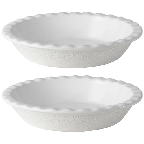 Sophisticated Pie Pan 9 Inch Ceramic Pie Dish 2 Count Detailed