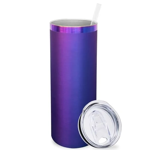 Reliable 20 oz Skinny Tumblers Bulk with Lids and Straws Blue Responsible