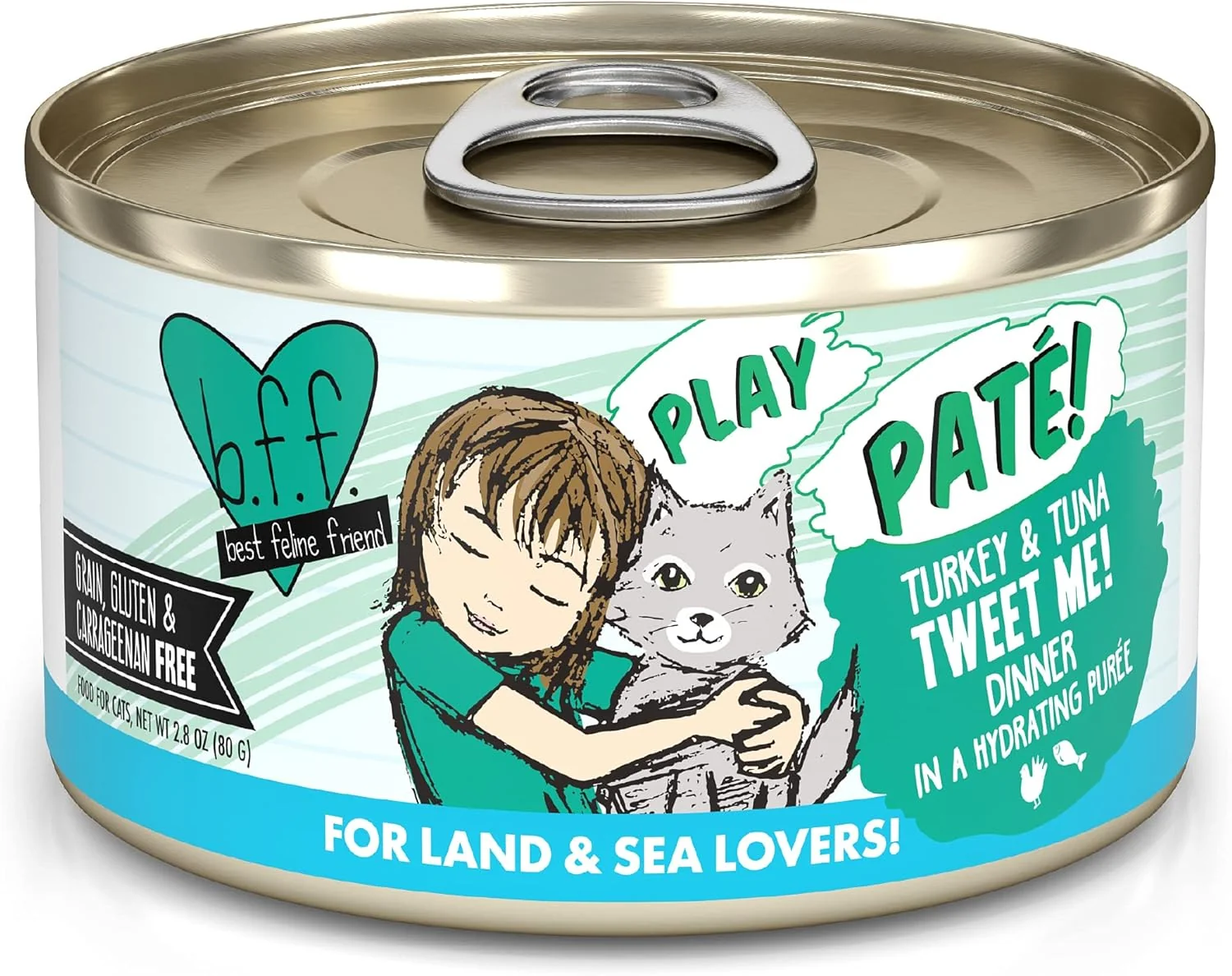 Verified Weruva B.F.F. Play - Feline Friend Paté Lovers Aw Yeah Turkey Tuna Tweet Me with Turkey Tuna 2.8oz Can Pack of 12 Fast