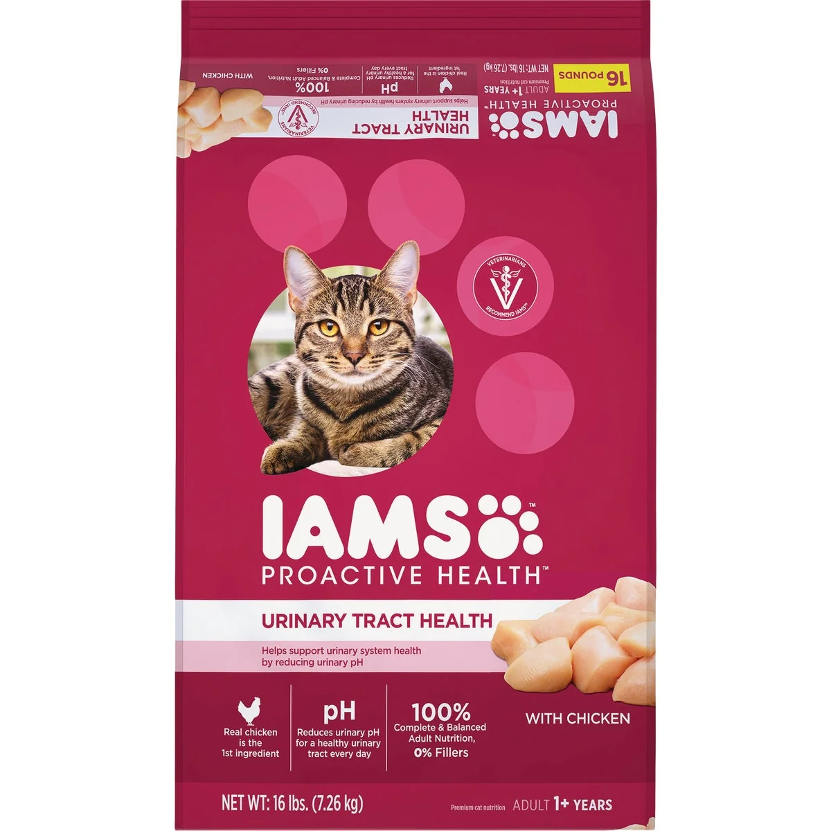 Long-Lasting Iams Proactive Health Urinary Tract Formula 16 Lb. Chicken Flavor Adult Dry Cat Food Traditional