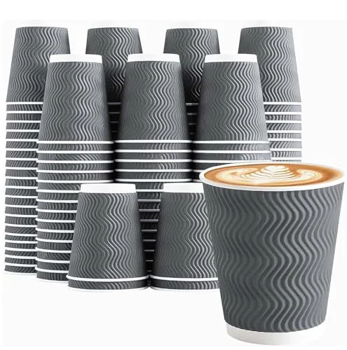 Outstanding 150 Pack 8 oz Coffee Cups Disposable Insulated Paper Cup Gray 150 Count Verified