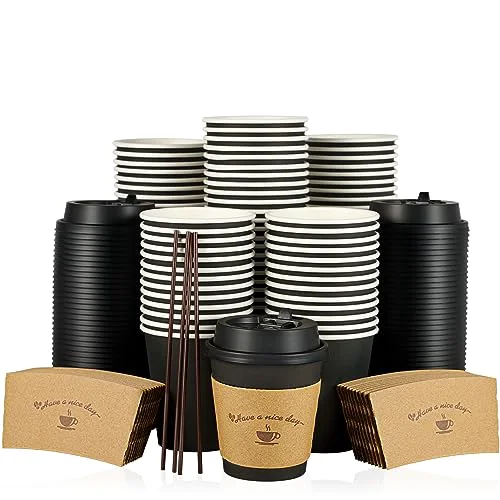 Certified 100 Pack 10 oz Paper Coffee Cups for Hot Chocolate Drinks 100 Count Fashionable