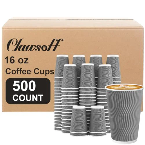 Healthy 500 Pack 16 oz Coffee Cups Disposable Insulated Paper Cup Gray 500 Count Easy-to-Use