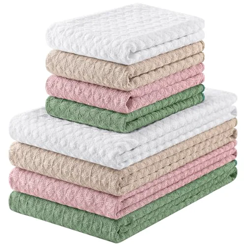 Selected Microfiber Waffle Weave Kitchen Towels Set 8 Count Elite