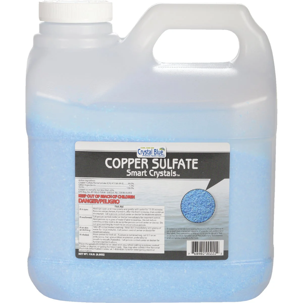 Expertly Made Crystal Blue 15 Lb. Copper Sulfate Smart Crystals 6-Acre Coverage Area Moss Algae Killer Stylish