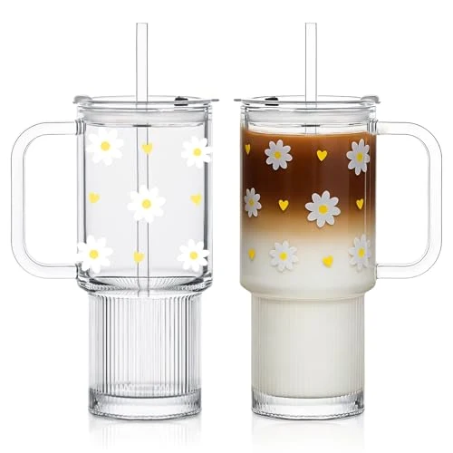 Modern 26 oz Glass Tumbler with Handle Solid