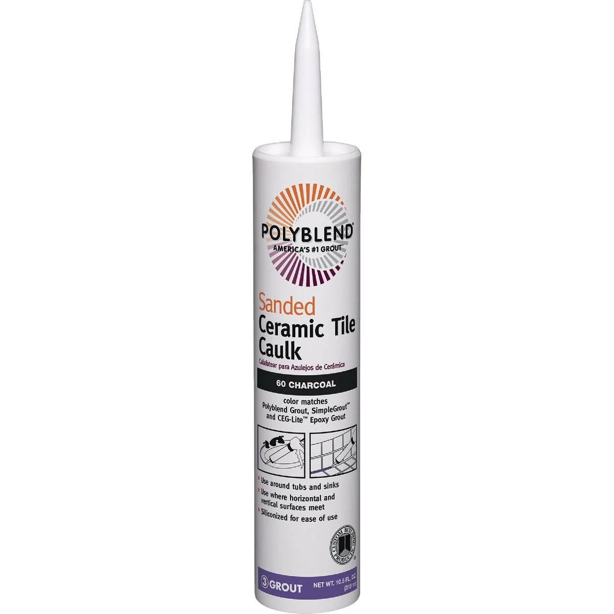 Flexible Polyblend 10.5 Oz. 60 Charcoal Sanded Ceramic Tile Caulk Long-Lasting