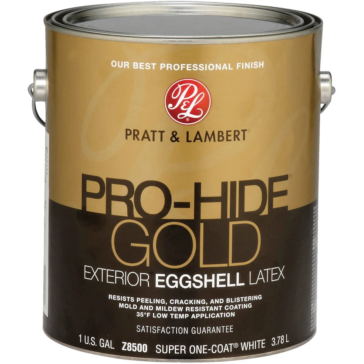 Authentic Pratt Lambert Pro-Hide Gold Latex Eggshell Exterior House Paint Super One-Coat White 1 Gal. Practical
