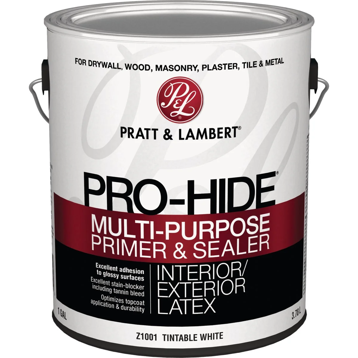 Prestigious Pratt Lambert Pro-Hide Waterborne Interior Exterior Stain Blocking Primer Sealer White 1 Gal. Versatile