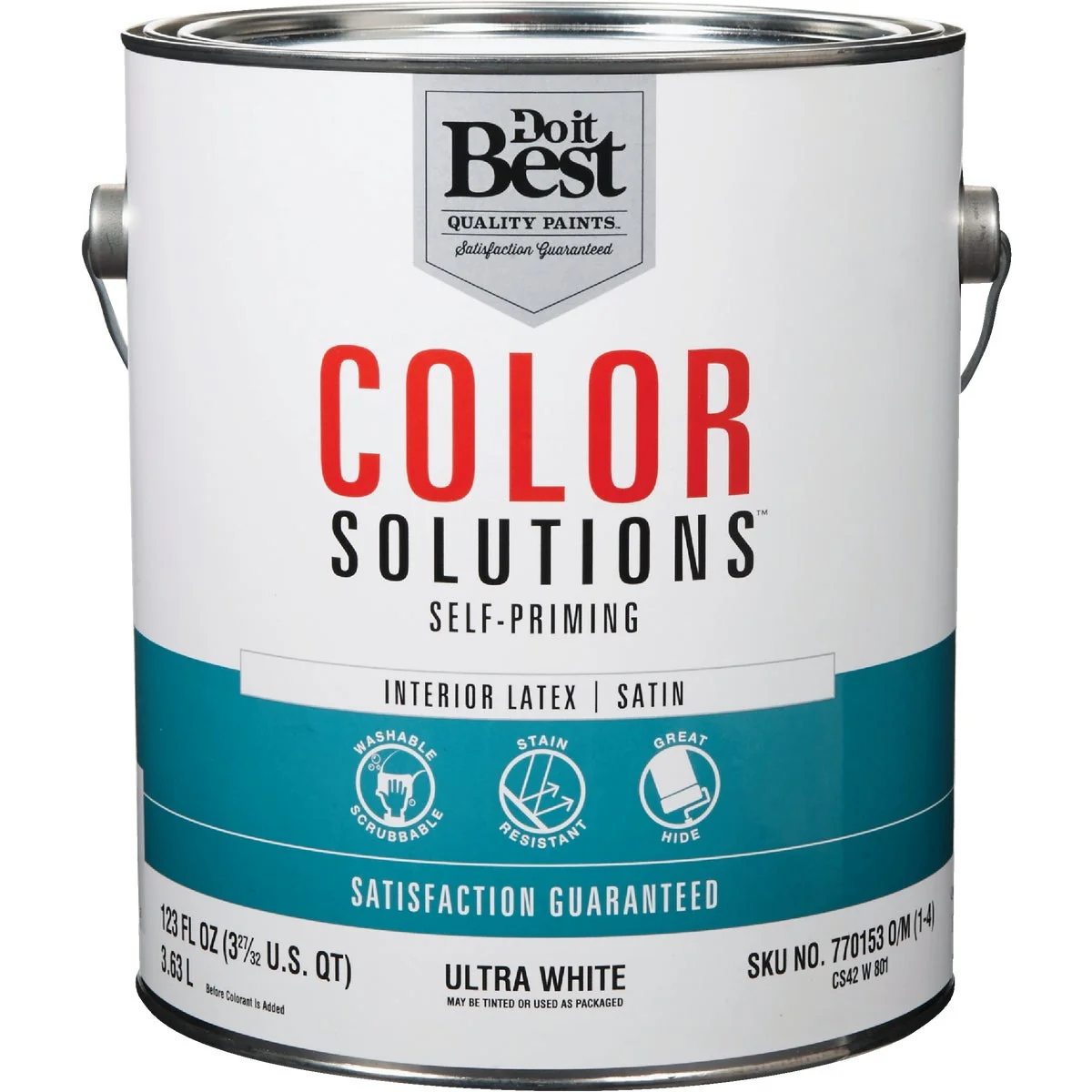 Environmentally Friendly Do it Color Solutions Latex Self-Priming Satin Interior Wall Paint Ultra White 1 Gal. Versatile