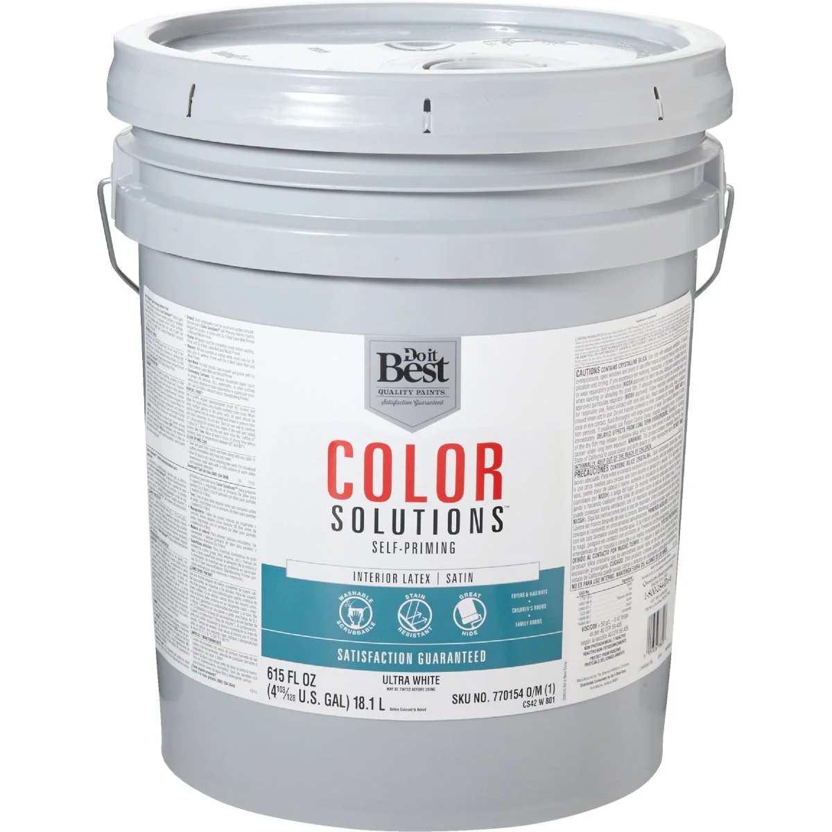 Smart Do it Color Solutions Latex Self-Priming Satin Interior Wall Paint Ultra White 5 Gal. Healthy