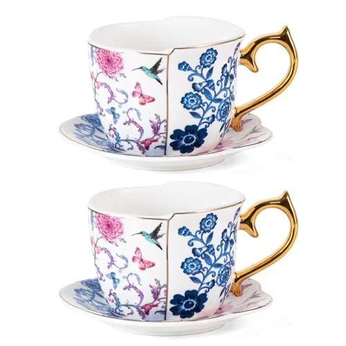Green Tea Cups and Saucers Set of 2 2 Count Secure