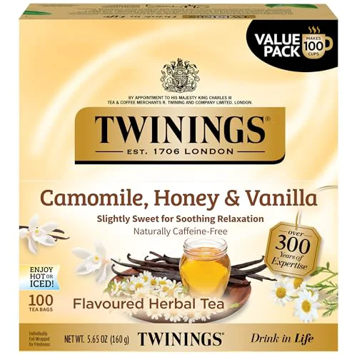 Optimized Camomile Honey Vanilla Herbal Tea Individually Wrapped Bags 100 Count Excellent