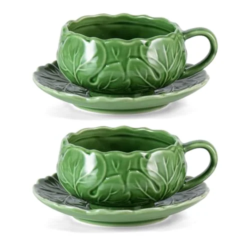 Durable Tea Cups and Saucers Set of 2 2 Count Soft