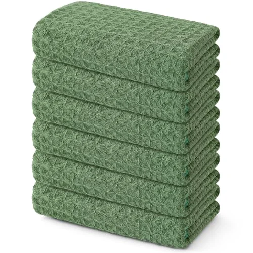 Elite Microfiber Waffle Weave Kitchen Towels 6 Count Detailed