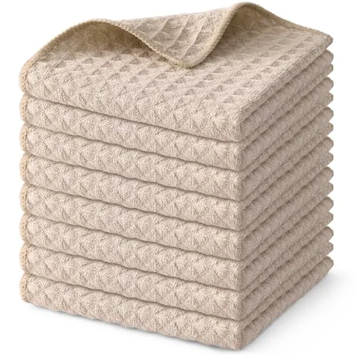 Exceptional Microfiber Waffle Weave Kitchen Dish Cloths 8 Count Optimized