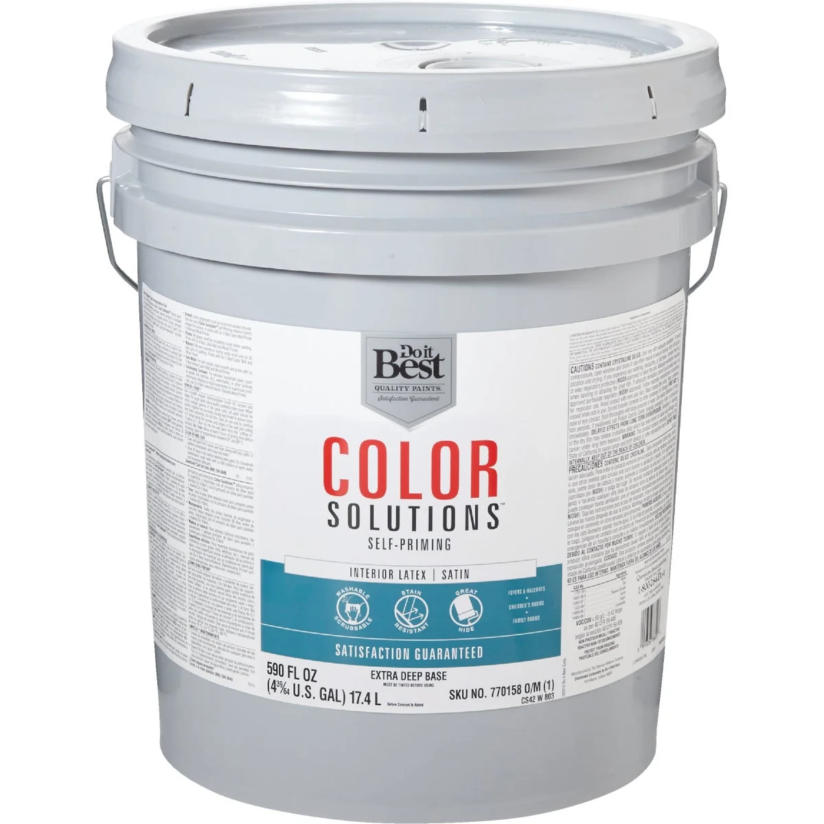Refined Do it Color Solutions Latex Self-Priming Satin Interior Wall Paint Extra Deep Base 5 Gal. Casual