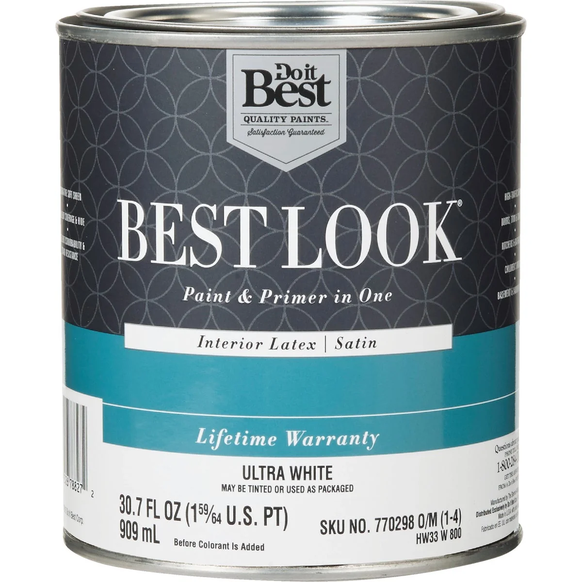 Reliable Look Latex Paint Primer In One Satin Interior Wall Paint Ultra White 1 Qt. Authentic