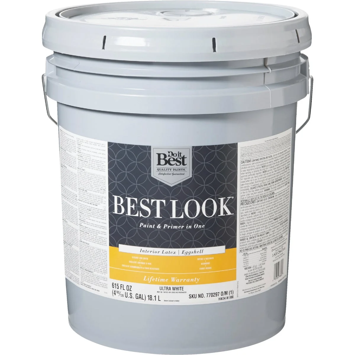 High-Performance Look Latex Paint Primer In One Eggshell Interior Wall Paint Ultra White 5 Gal. Safe