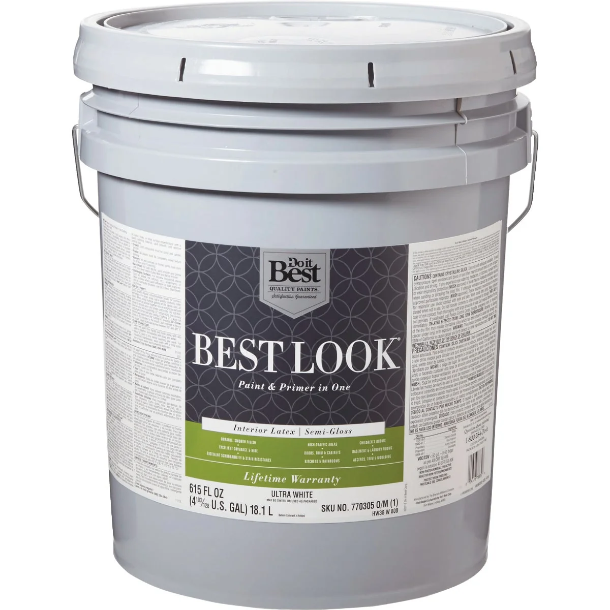 Authentic Look Latex Paint Primer In One Semi-Gloss Interior Wall Paint Ultra White 5 Gal. Official