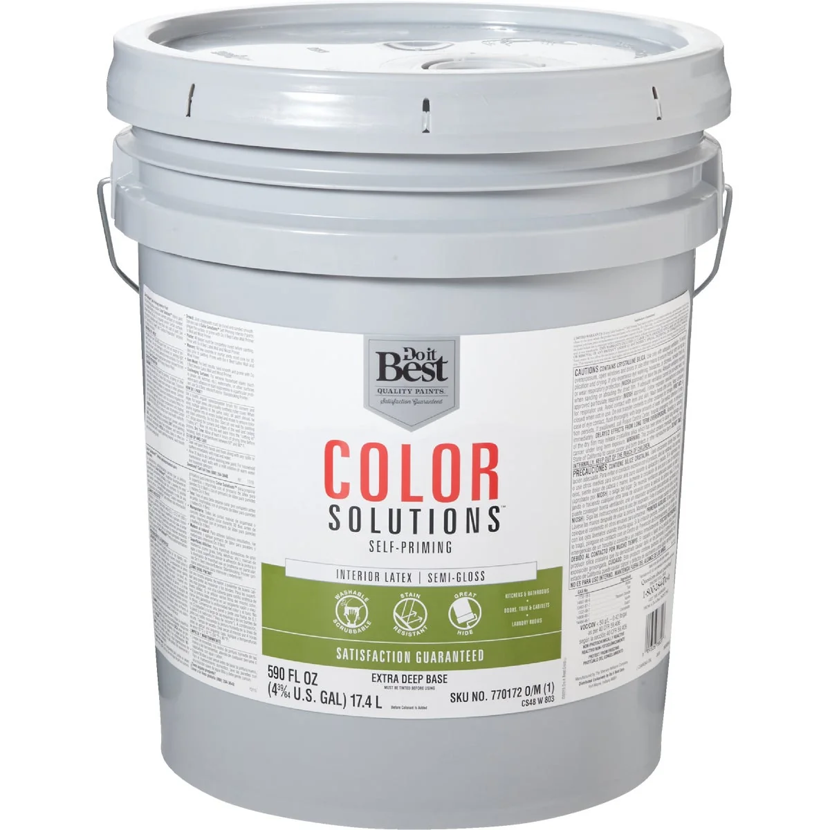 Premium Material Do it Color Solutions Latex Self-Priming Semi-Gloss Interior Wall Paint Extra Deep Base 5 Gal. Reliable