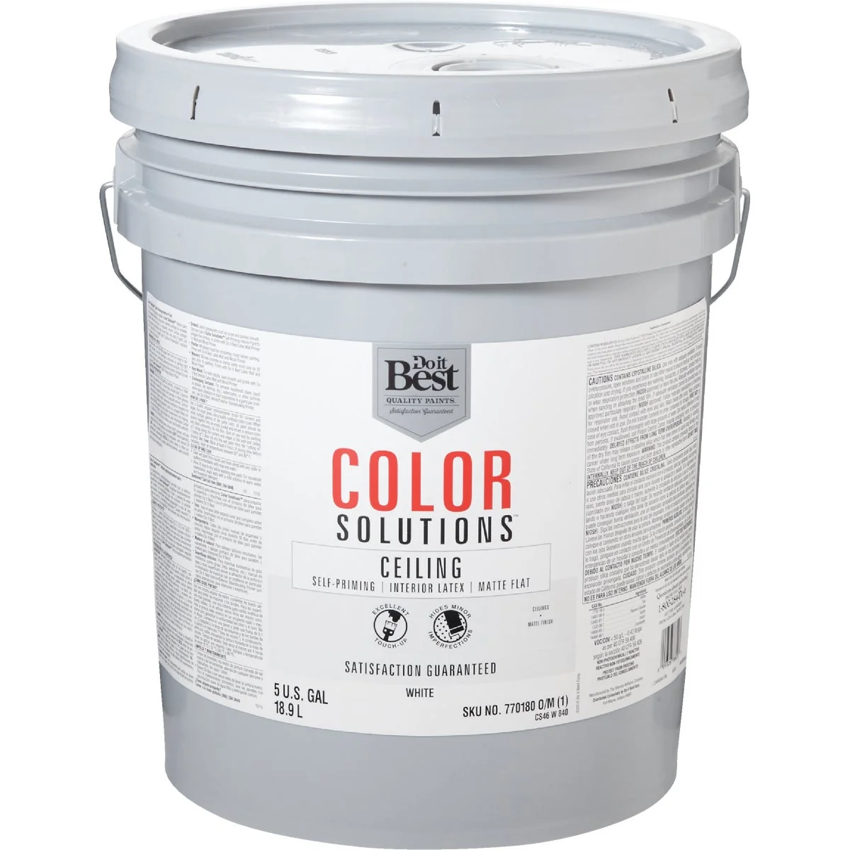 Elite Do it Color Solutions Latex Self-Priming Flat Ceiling Paint White 5 Gal. Detailed