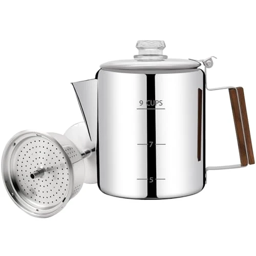 High-Quality No Coating 9 Cup Percolator Coffee Pot 304 Stainless Steel Fine Crafted