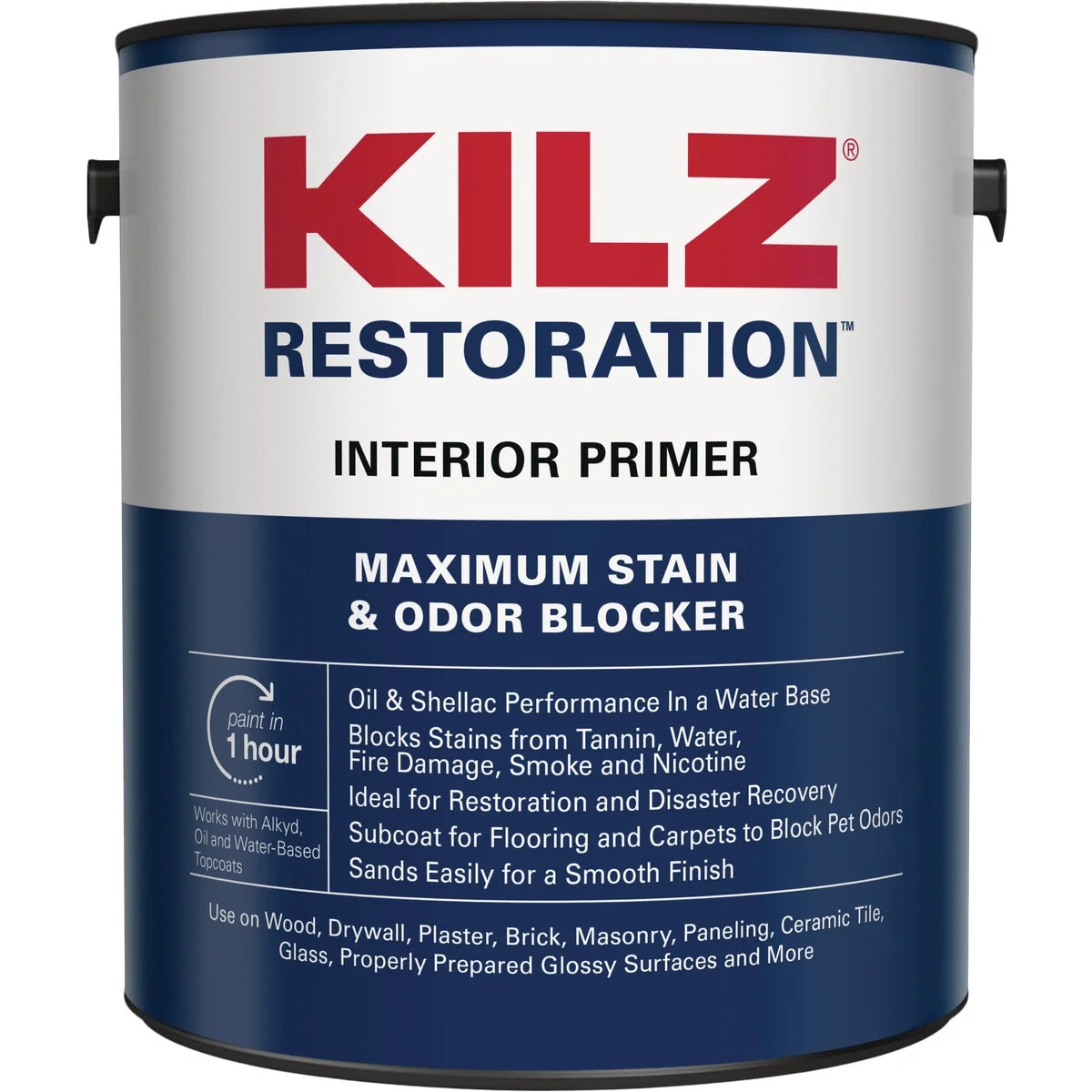 Organic Kilz Restoration Water-Based Interior Primer Stainblocker White 1 Gal. Soft