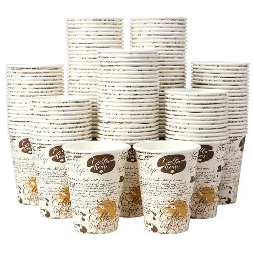 Pure 240 Pack 12 oz Disposable Paper Coffee Cups Retro Leak 240 Count Solid