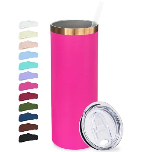 Modern 20 oz Skinny Tumblers Bulk with Lids and Straws Rosy Unique