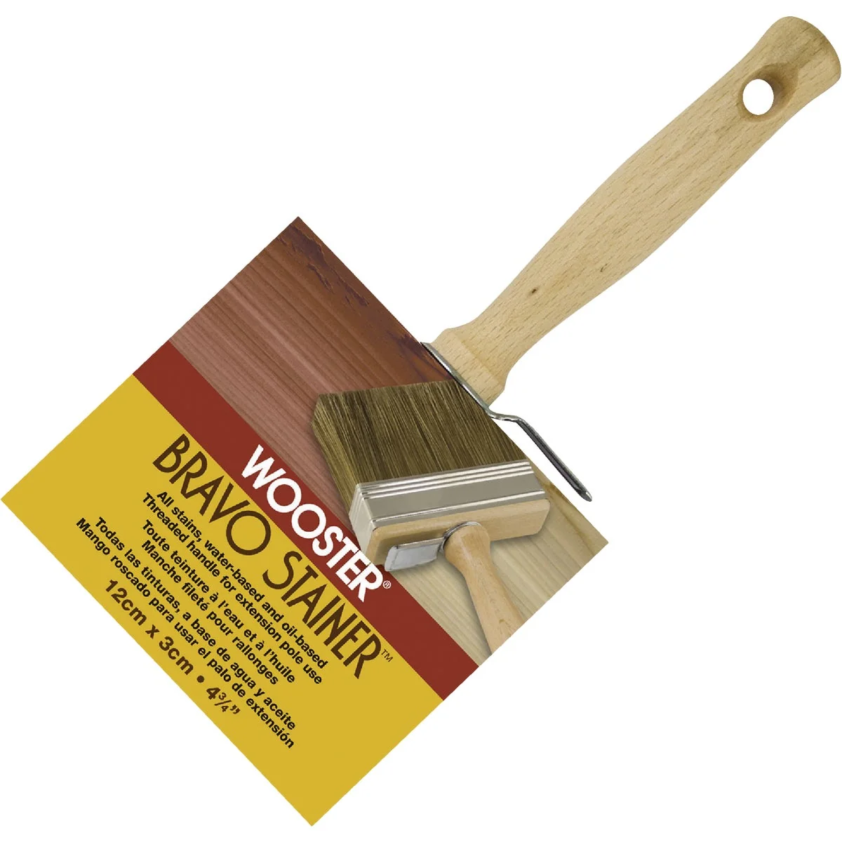 World-Class Wooster Bravo Stainer 4-3 4 In. Square Trim Stain Brush Clean
