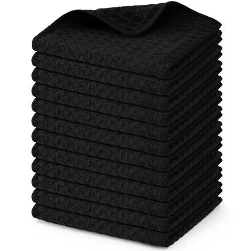 Trendy Microfiber Waffle Weave Kitchen Dish Cloths 12 Count Luxury