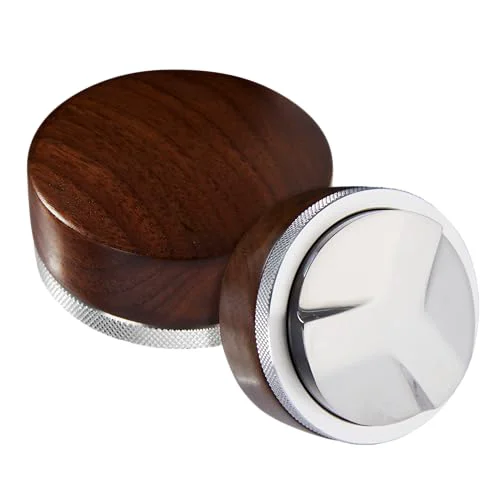 Natural 54mm distributor called Adjustable Depth espresso leveler Compatible with Breville Machine Accessories The coffee leveler Made of Stainless Steel and Walnut wood Lightweight
