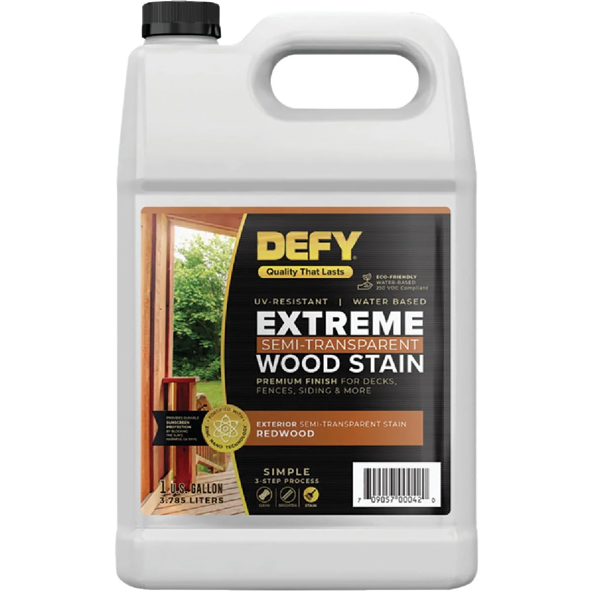 Certified DEFY Extreme Semi-Transparent Exterior Wood Stain Redwood 1 Gal. Bottle Eco-Friendly