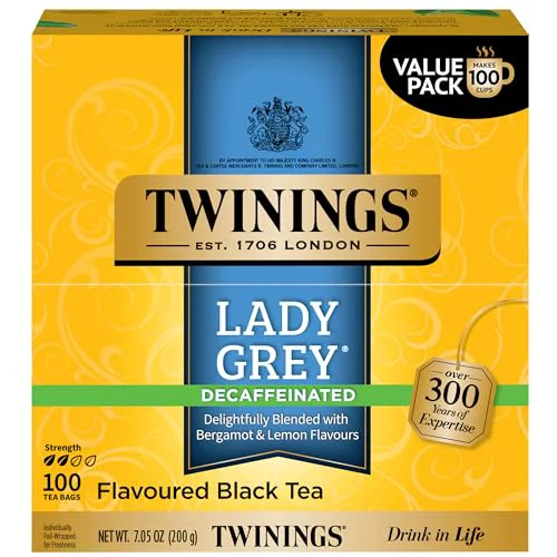 Specialty Decaffeinated Lady Grey Black Tea Individually Wrapped Bags 100 Count Exceptional